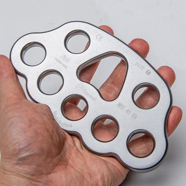 8穴足リギングプレートロッククライミングマルチアンカーポイントコネクターシルバー