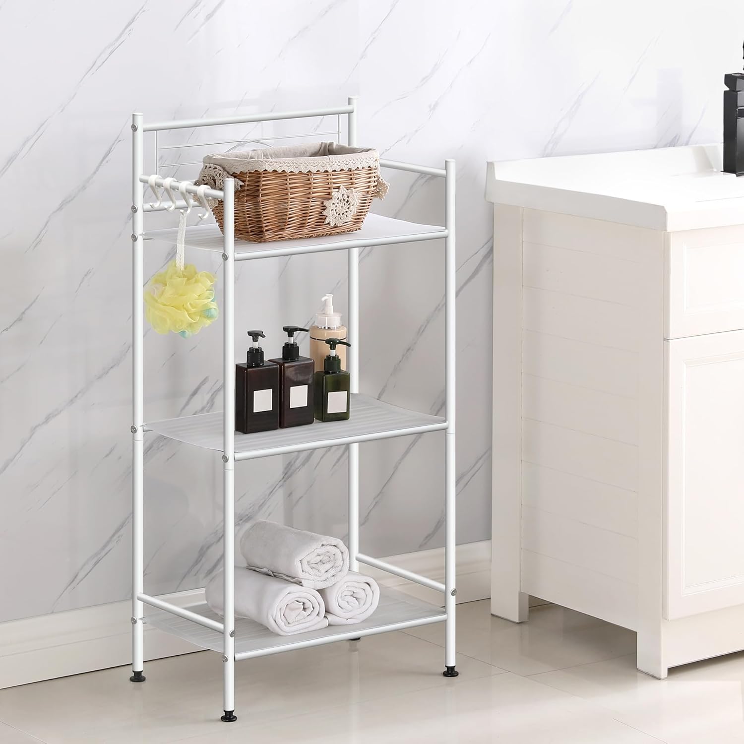 MallBoo3-Tier Metal Freestanding Storage Shelf,Standing Bathroom Shelves with 3 x PP Shelf Liners an 10,611円