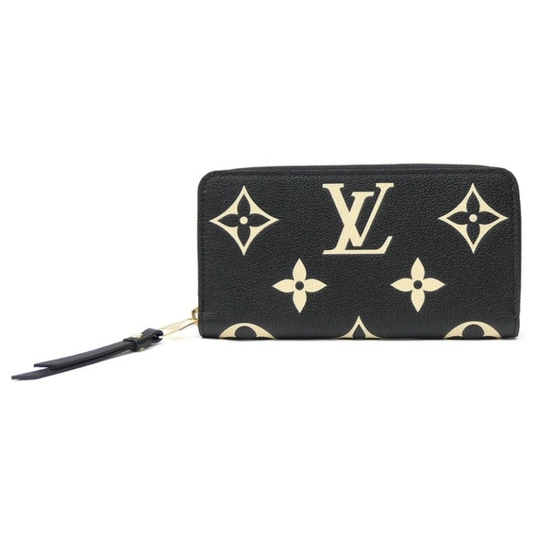 【新品】ルイ・ヴィトン ジッピーウォレット M80481 バイカラー モノグラムアンプラント ブラック ベージュ LOUISVUITTON 長財布(69346)
