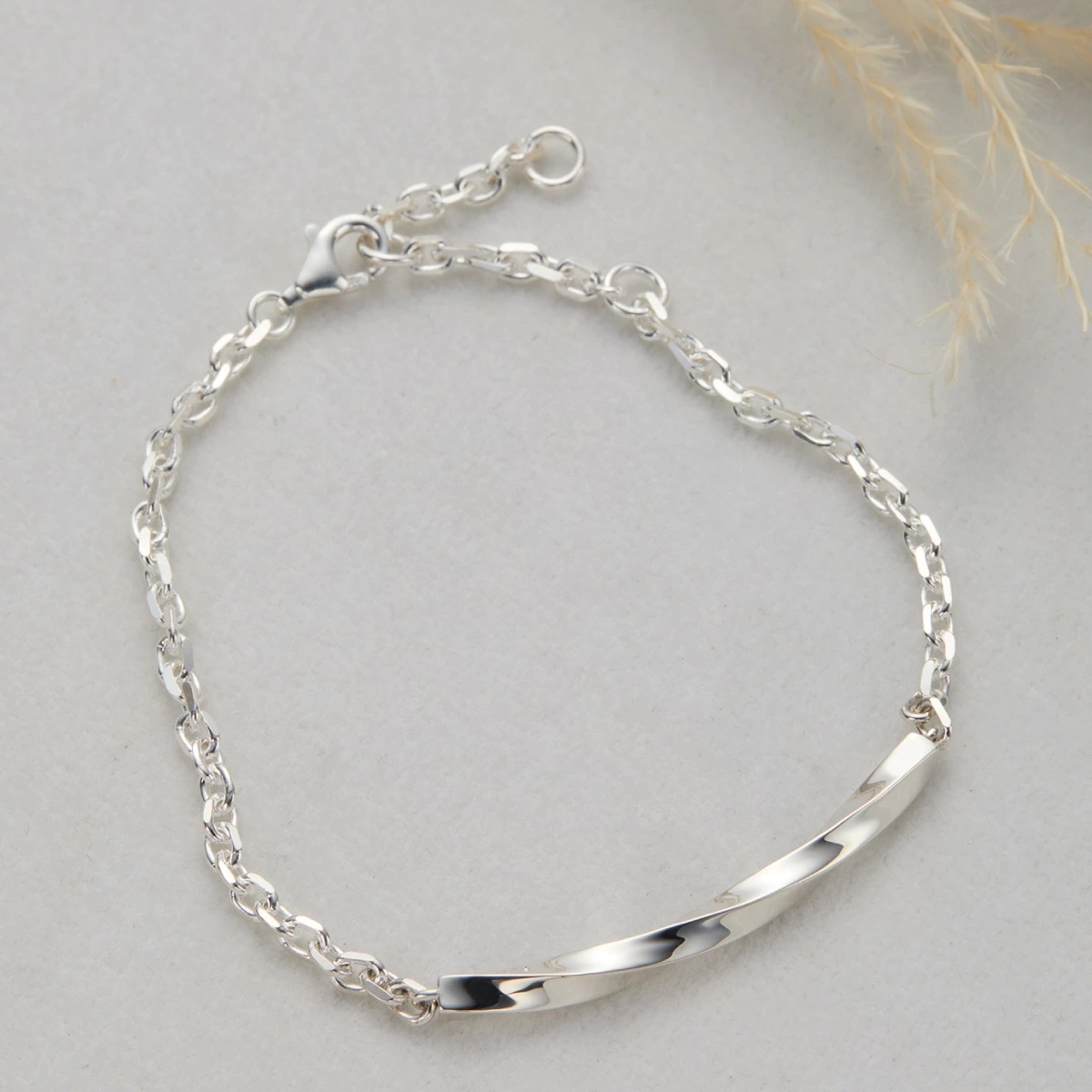 ブレスレット レディース メンズ シルバー925 プレート ひねり ツイスト ツヤ 艶 シンプル