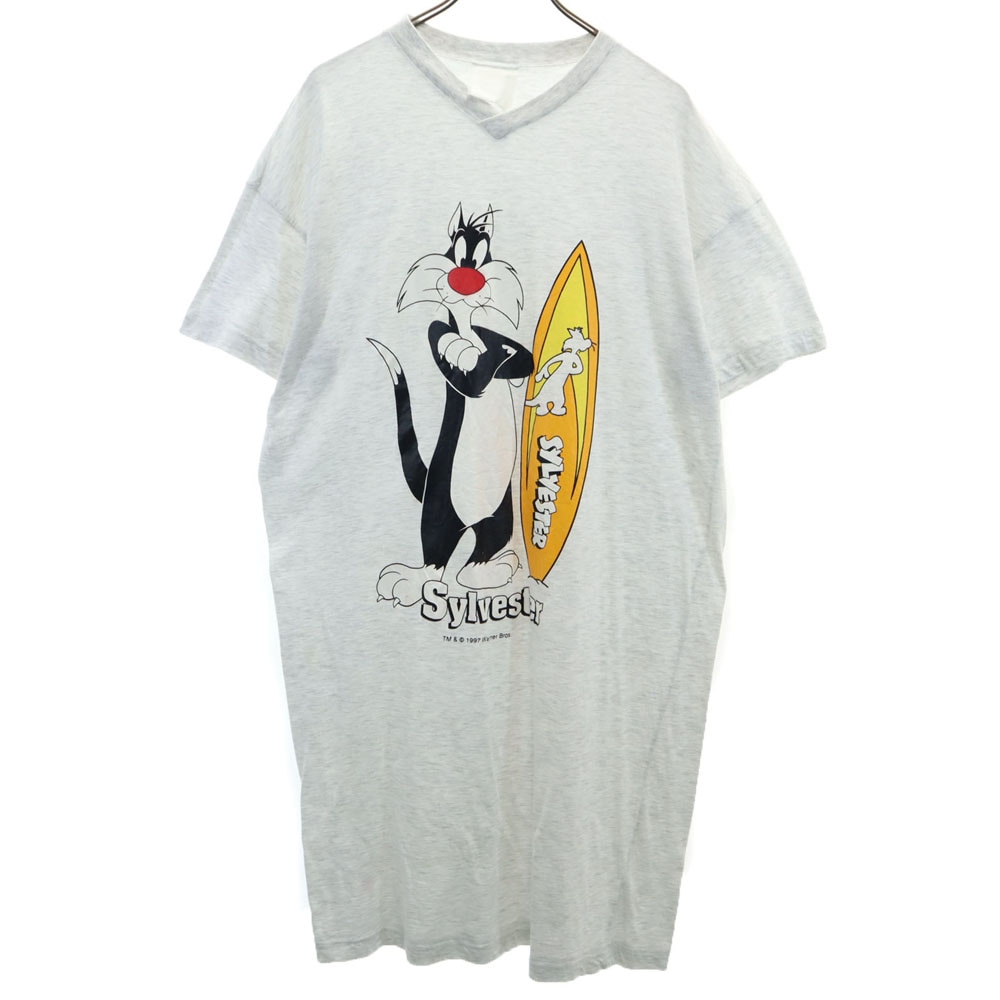 ワーナーブラザーズ 90s オールド ルーニーテューンズ シルベスター 半袖 Tシャツ ワンピース ライトグレー Warner Bros レディース 5,933円