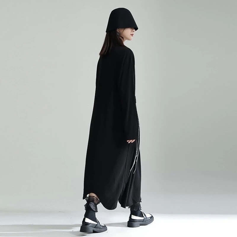 スドレス長袖ロングマキシ丈ワンピ 2024黒ハイネック長袖スロングレディース冬服ファッションインナーブランド着痩せ効果ニットス冬綿100