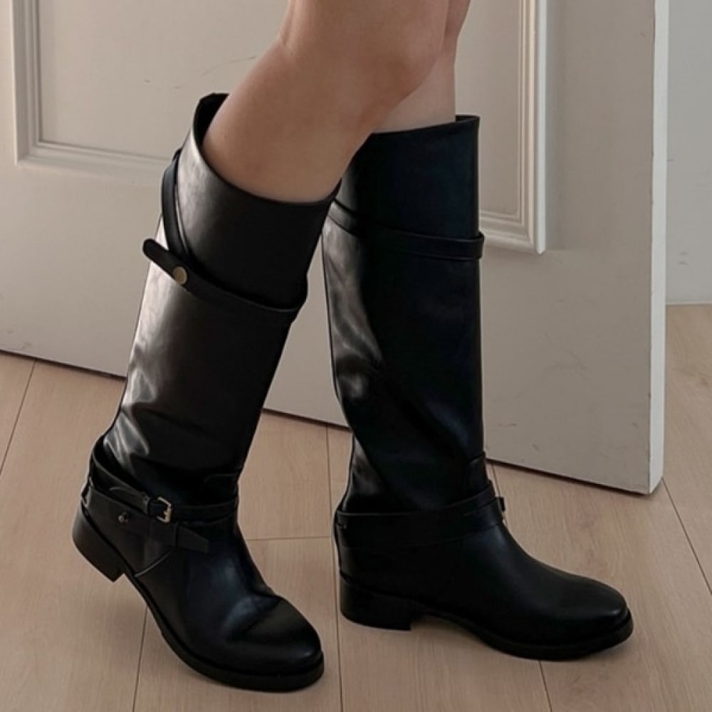 （ニーナのパリ）ダブルベルト付き39cmロングブーツ