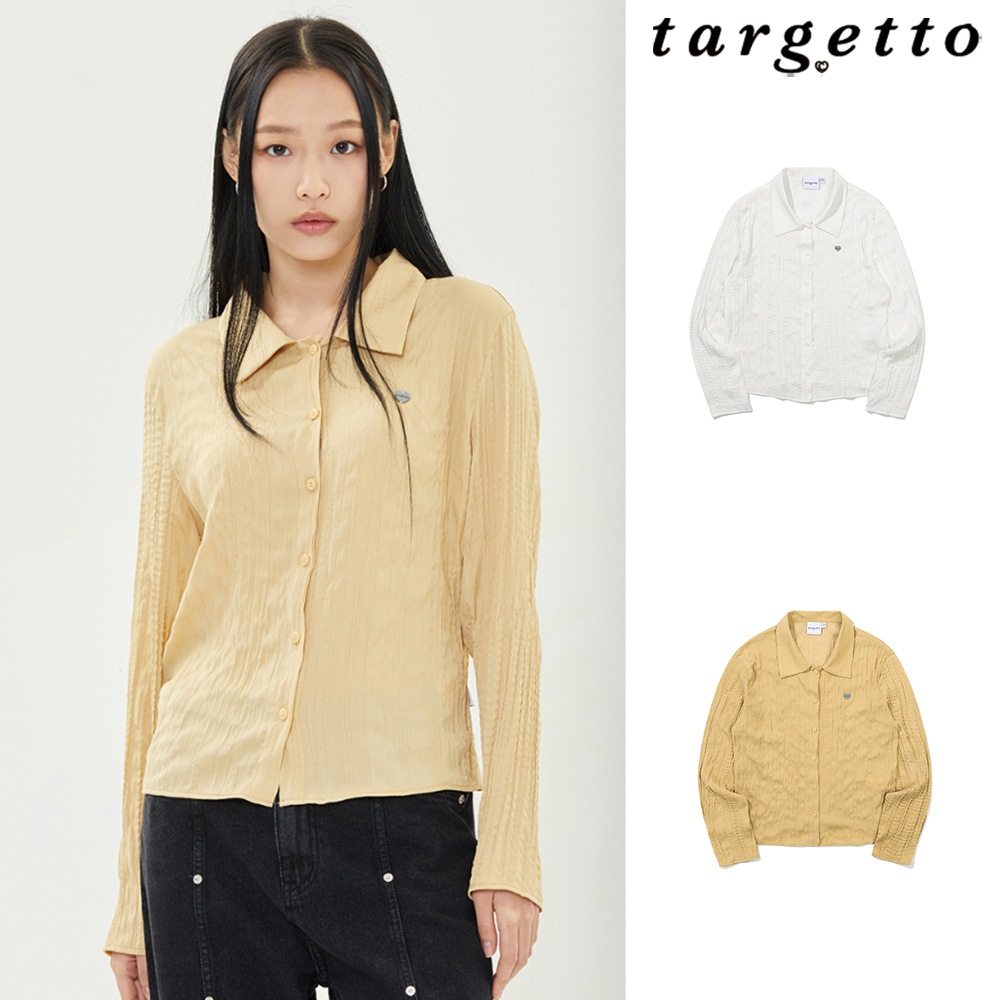 [TARGETTO] HEART WRINKLE CROP SHIRT