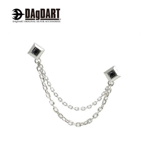 ダグダート DAgDART [Glass] ブラックキュービックジルコニア ダブルシルバーチェーンラ
