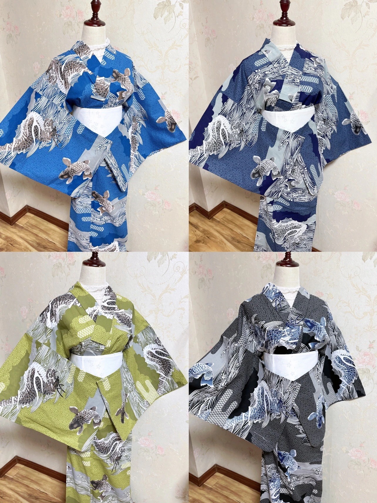 日本製多色綿本格着物ゆかた多色腰折綿