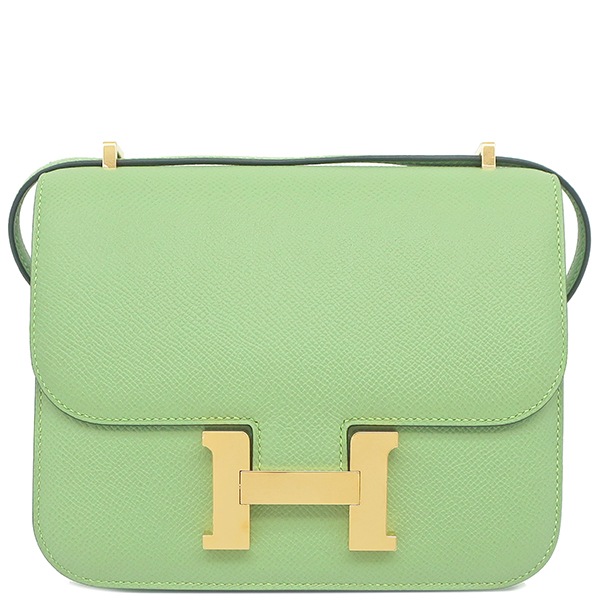 エルメス HERMES ショルダーバッグ コンスタンス3 ミニ ミロワール ヴォーエプソン ヴェールクリケット ゴールド金具 緑 B刻印（2023年製） 【保存袋】【中古】