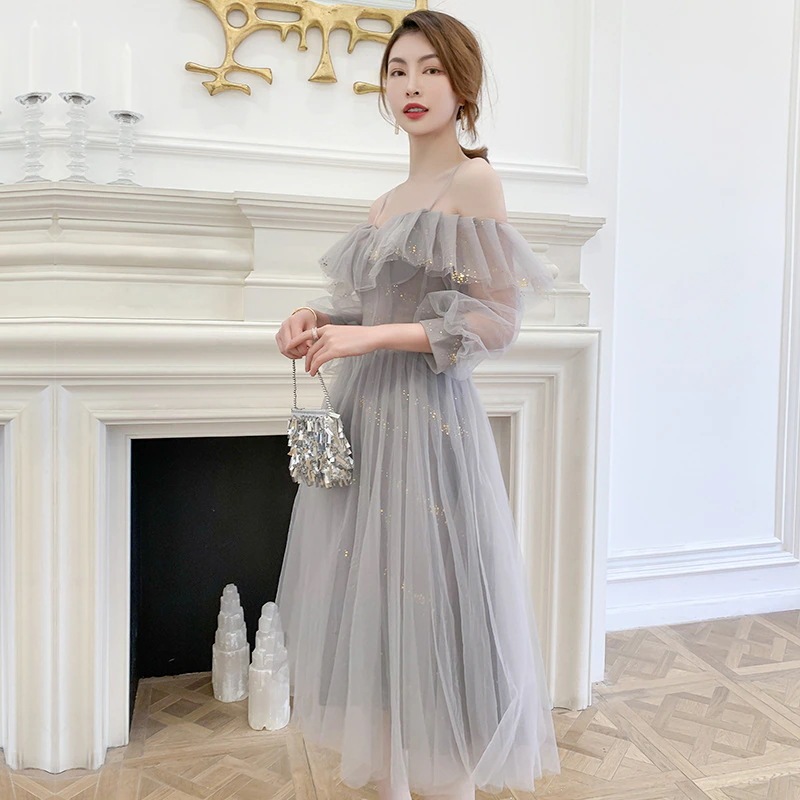 ウェディングドレスパーティードレスミモレ丈ワンピース花嫁ドレスイブニングドレスAライン着痩せおしゃれ気質大人上品きれいめ披露宴演奏会