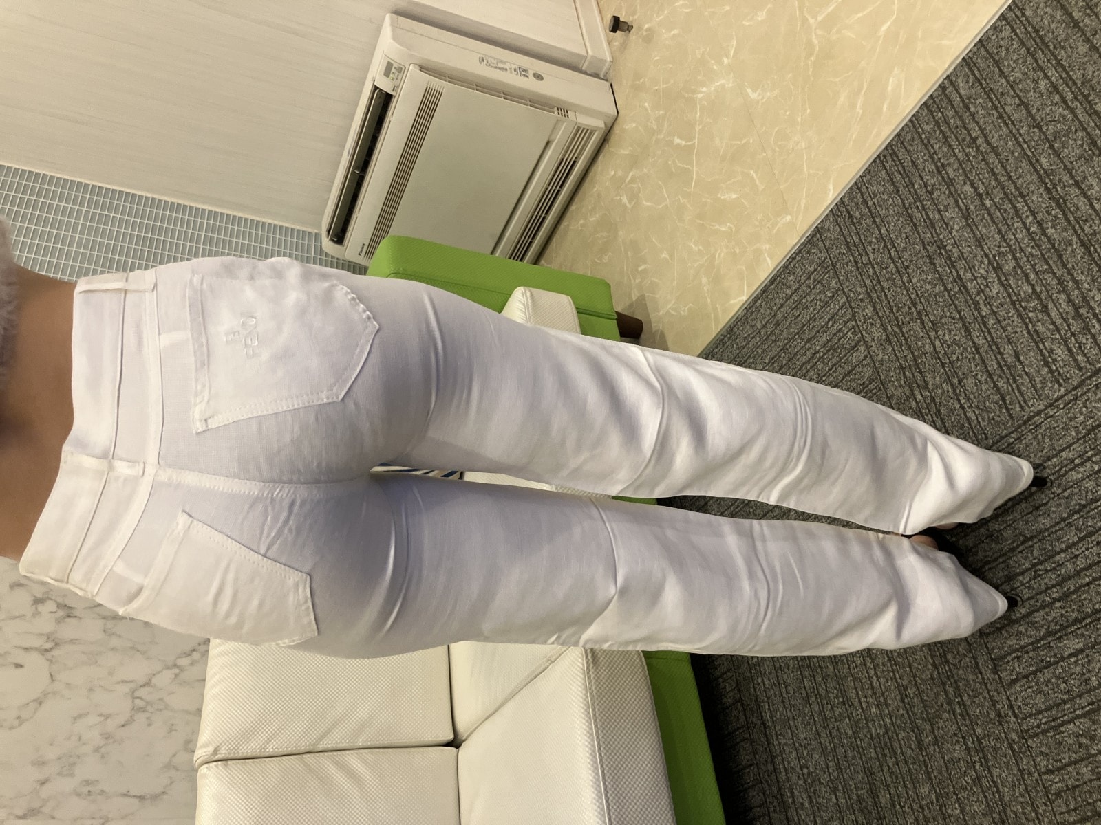 パンツ ホワイト イタリア製 レディース ストレート 麻混