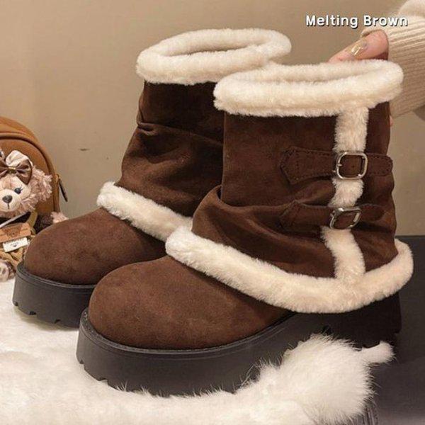 女性の冬のベルトラインファーブーツ SS68