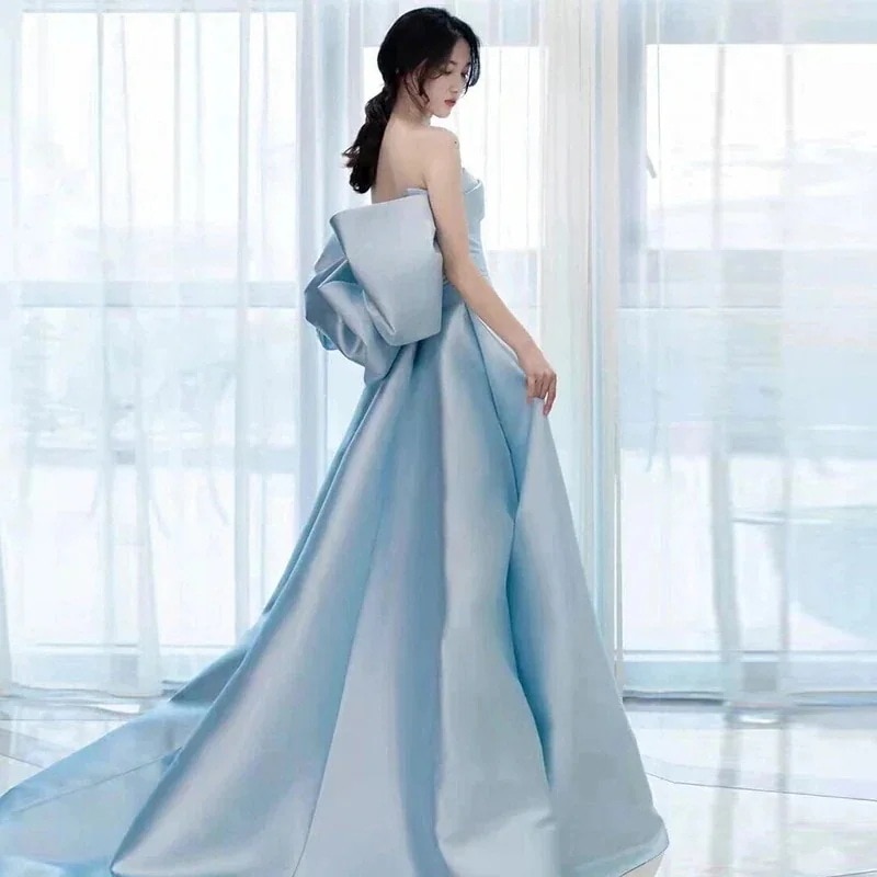 【2枚購入で 3oo円OFF！】スカイブルーイブニングドレス2025春ホストドレス花嫁結婚式ドレスレディース