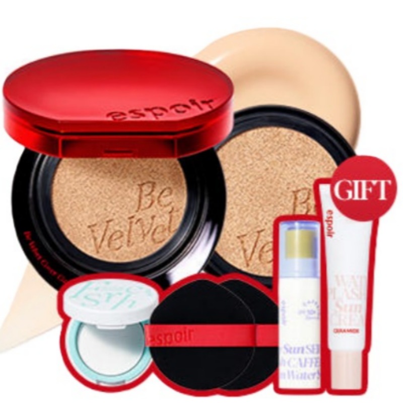 NEW ビーベルベット クッション(本品+リフィル+パフ2枚)+ミニパウダー+日焼け止め20ml+サンセラム5ml