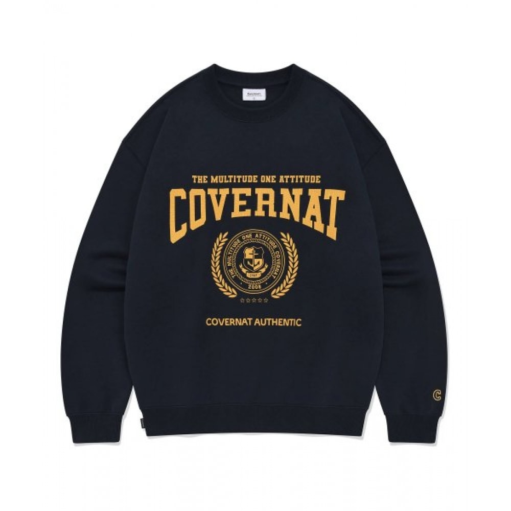 COVERNAT エンブレムロゴスウェットシャツネイビー