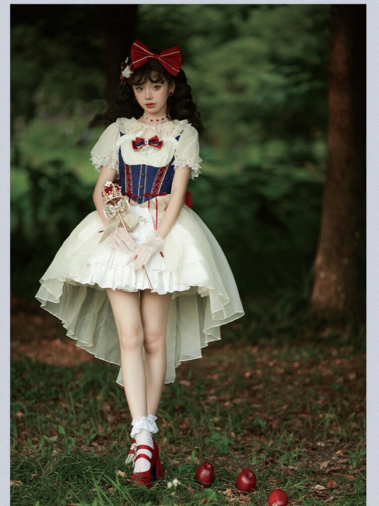 キャミソールワンピースロリータ 白雪姫白雪姫ロリータ童話序曲フィッシュボーンスリムトレーリングロリータjsk白雪姫ドレス