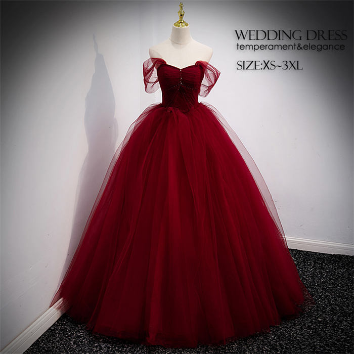 ウエディングドレス 花嫁 編み上げ パーティードレス カラードレス 赤 衣装 発表会 イブニングドレス オシャレ レディース ワンピース フォマール 披露宴 成人式 結婚式 二次会 演奏会 コンサート