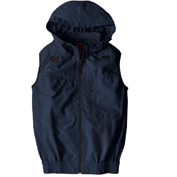 村上被服 HOOH ポリエステル製 フルハーネス対応冷感フードベスト V5559 ネイビー サイズ：L 服単品 [バッテリー/ファン/ケーブル別売]