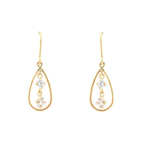 リボン済＆紙袋 ピアス 正規品 レディース しずくモチーフ キュービックジルコニア K10イエローゴールド 祝い 9,620円