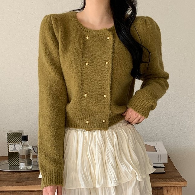 ヴィオレ ゴールド ダブルボタン ニット カーディガン [全3色 / 選択] ATTRANGS