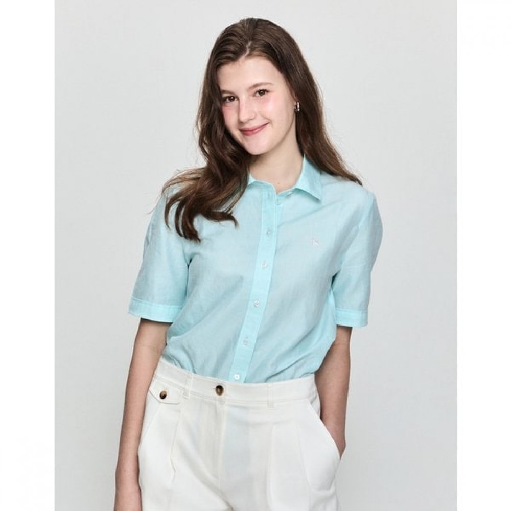 [25SS] リネンブレンドショートスリーブシャツグリーンHSSH5BC45E1