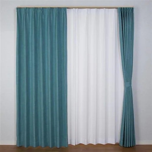在庫限り[100×178]カーテンジェード ターコイズ 2枚入 遮光性あり 形状記憶加工 ウォッシャブル