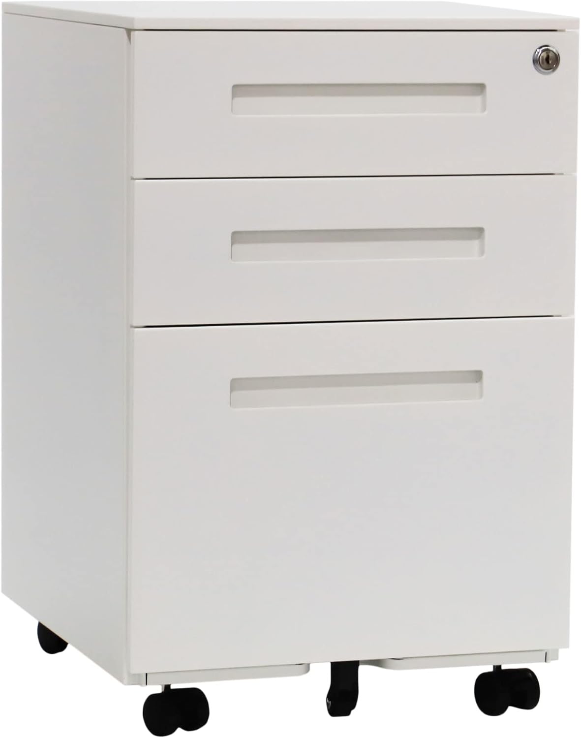 MTLES 3段引き出し可動式キャビネット デスクキャビネット デスク下 ワゴン オフィスワゴン 脇机 組立不要 完成品 デスクサイド ファイルワゴン 鍵付きキャビネット 袖机 デスクサイド収納 大容