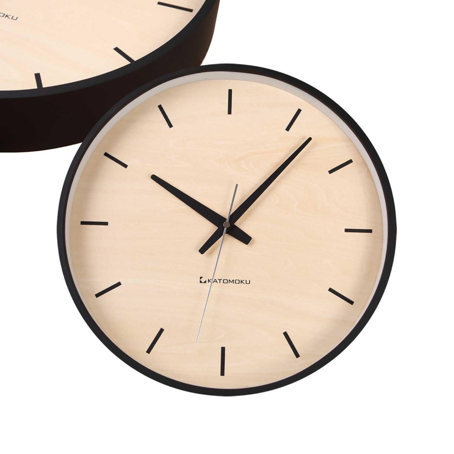 KATOMOKU plywood wall clock ブラック 掛け時計 連続秒針 km-50BK φ304mm (クオーツ時計)