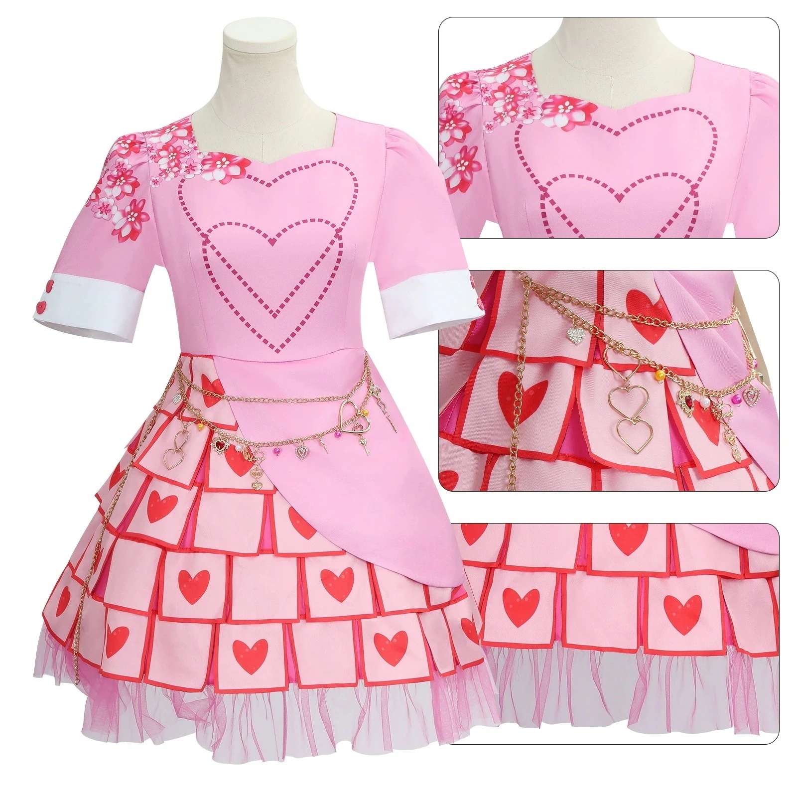 仮装ハロウィーンcos服子孫4descendts赤皇后子孫赤いワンピースcos服舞台ショー コスチューム コスプレ イベント用品