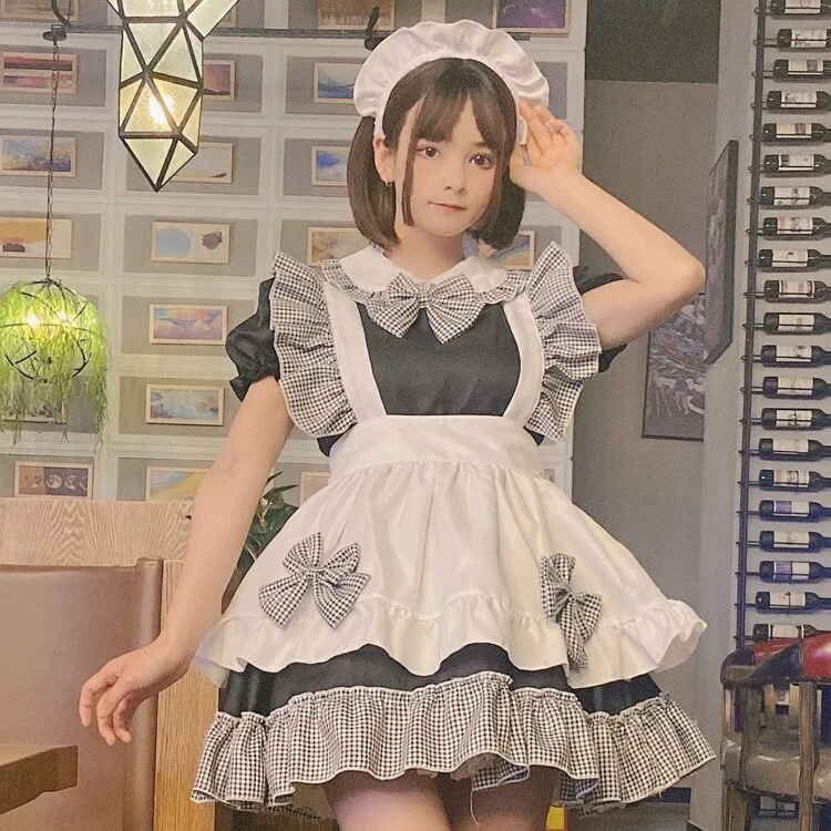 【3日で出荷】メイドコスチュームコスプレメイドレストランメイドハロウィンコスチュームアニメコスチューム白黒メイド