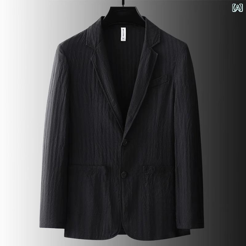 スーツ　ジャケット　カジュアル 高級 ホワイト 冷感 ワンピース スーツ ジャケット 2025 春 メンズ 万能 薄手 クール カジュアル トップス