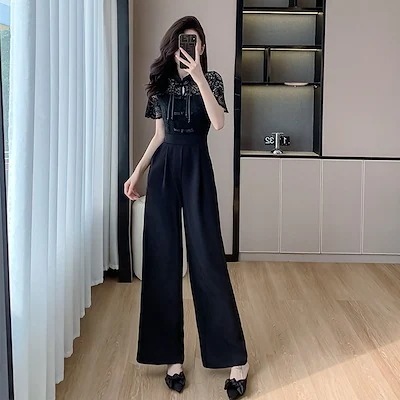 中国式高級感 あるワイドパンツ2025夏 雰囲気 女性 ワイドパンツ 5,534円