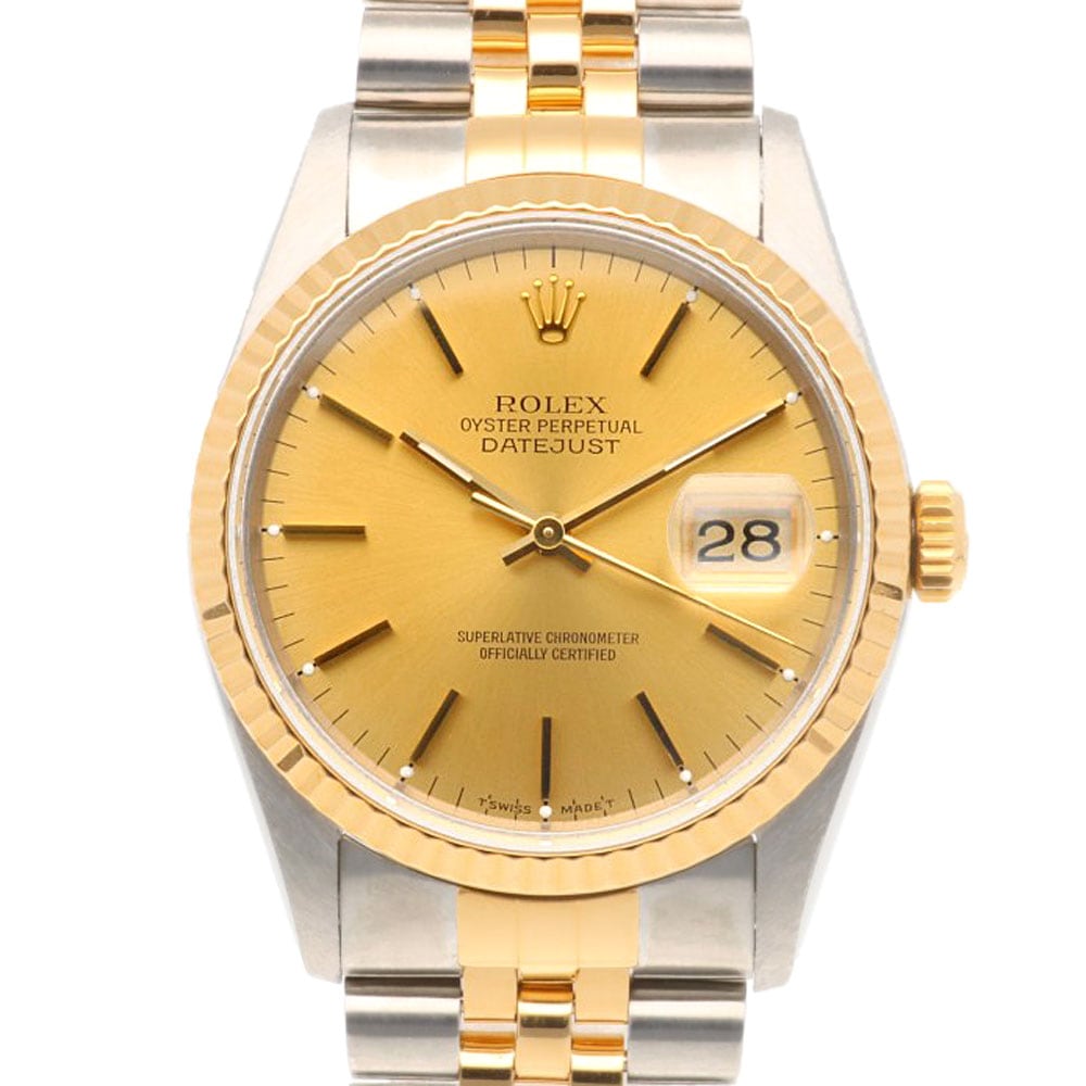 ロレックス デイトジャスト オイスターパーペチュアル 腕時計 ステンレススチール 16233 自動巻き 1年保証 ROLEX 中古