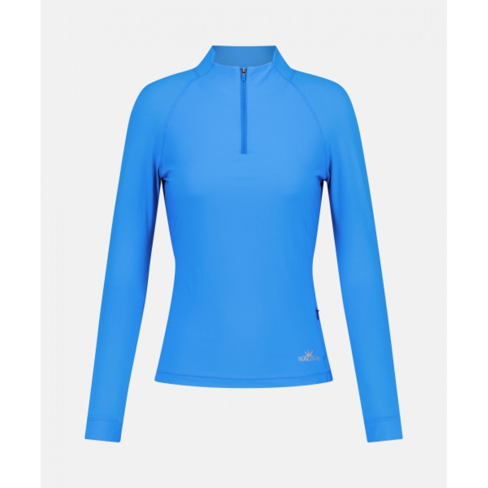 サンラブWドライハーフジップ L/S ティーブルー