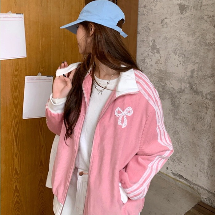 2025春夏 韓国 かわいい バイカラー レディース ハイネックスタンドネックアウター ブルゾンお出かけ長袖セクシーシルエットトップスサイド冬カジュアルファッション系サイズお出かけフルトラック