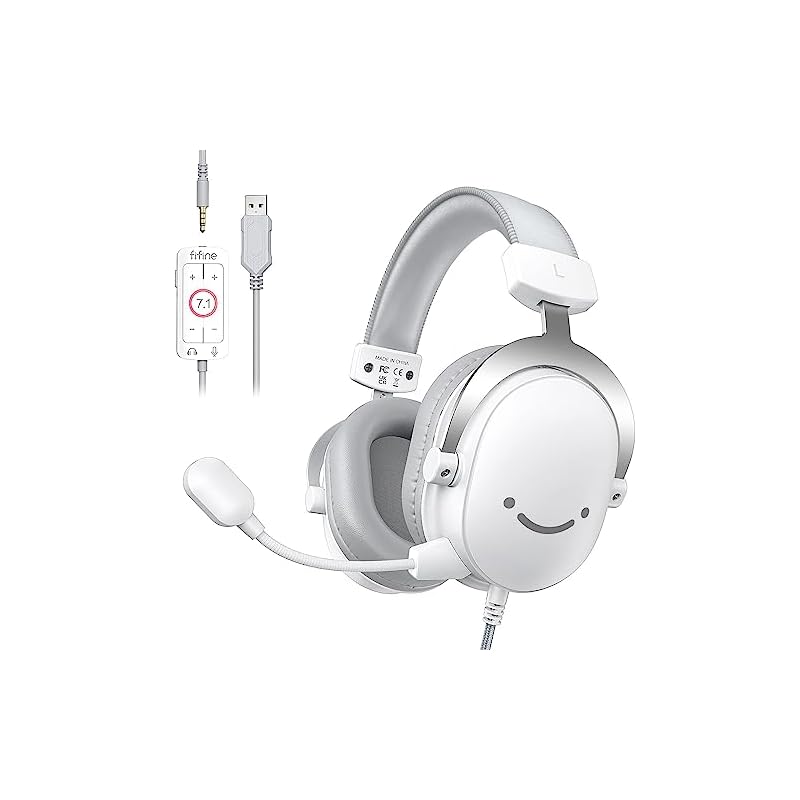 FIFINE ゲーミングヘッドセット 7.1chサラウンドサウンドゲーミングヘッドセット 脱着式全指向性マイク付き オーディオコントロールパッド付き 3.5ｍｍ/USB接続 ミキサー/PS５/XBOX