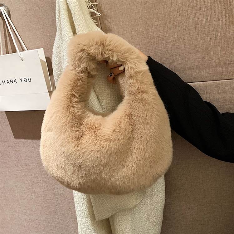 レディース 総 ファー ハンド バッグ かばん 肩掛け 手持ち ブラック カーキ ホワイト 柔らかい ラウンド型 丸型 ファスナー ファスナー付き フェイク かわいい フォー 大人可愛い 韓国 オルチ