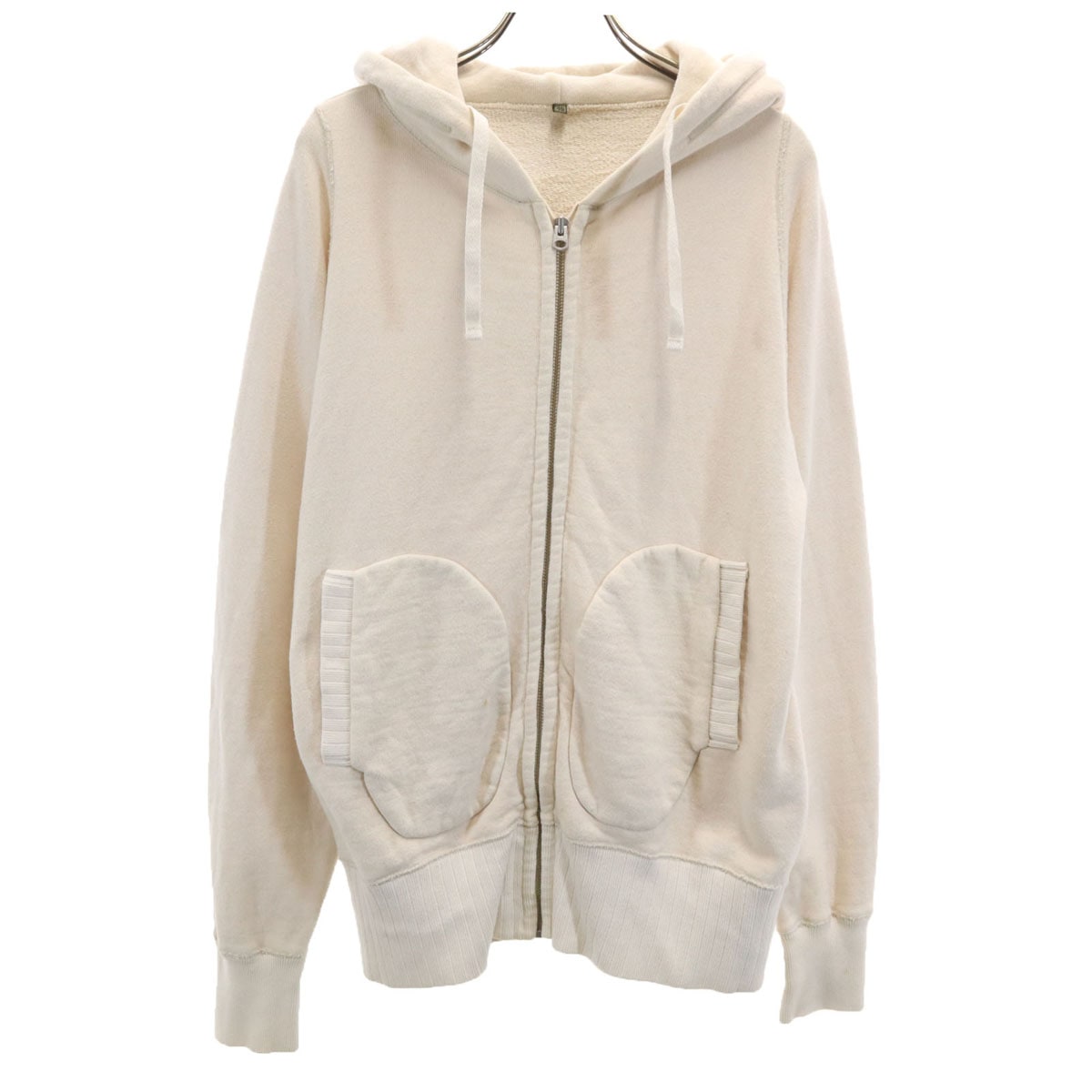 日本製 長袖 スウェット ジップパーカー 46 ベージュ メンズ 古着 11,242円