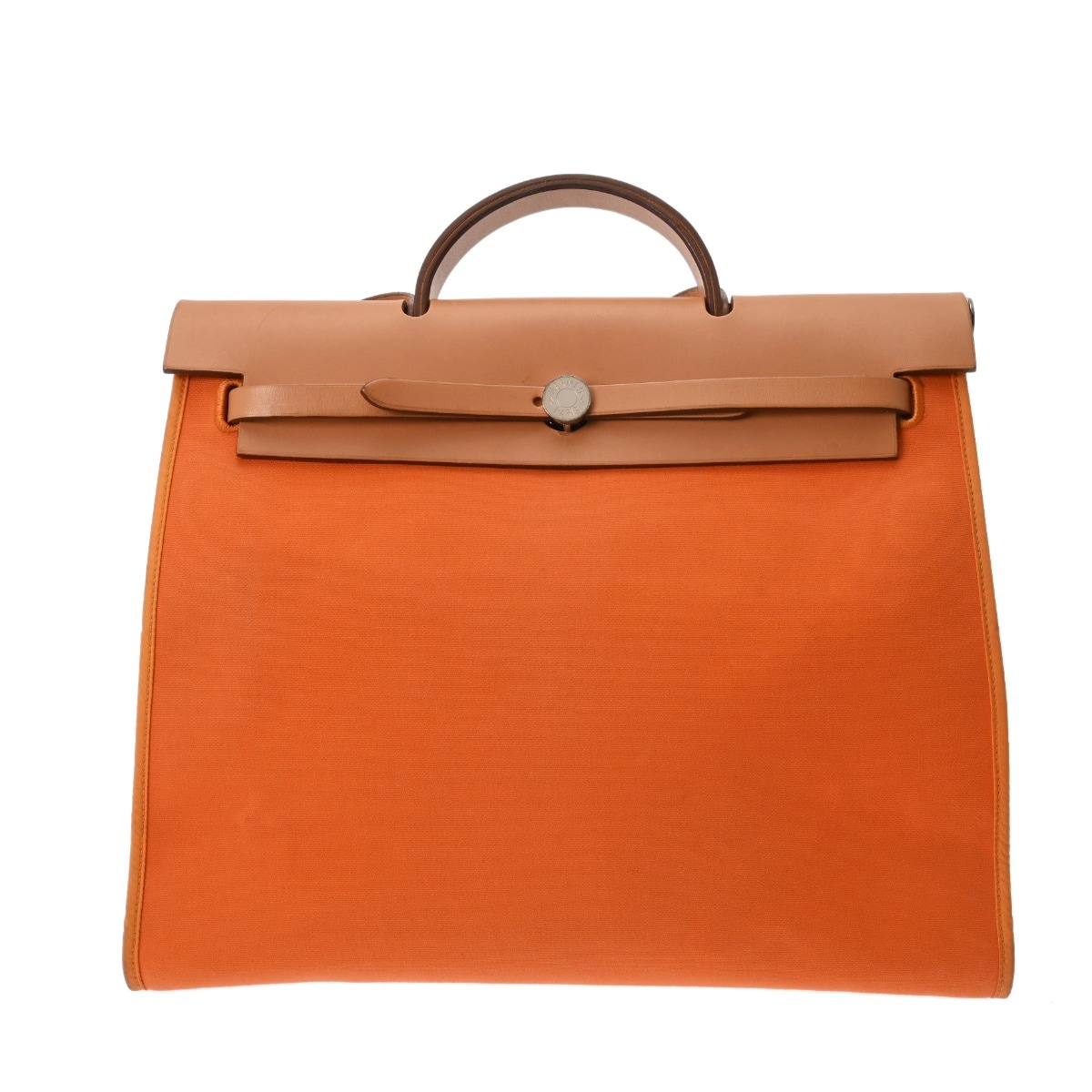 エールバッグ ジップ MM 2WAY オレンジ ナチュラル N刻印(2010年頃) ユニセックス ヴァッシュハンター トワルオフィシェ ハンドバッグ ABランク 中古 銀蔵