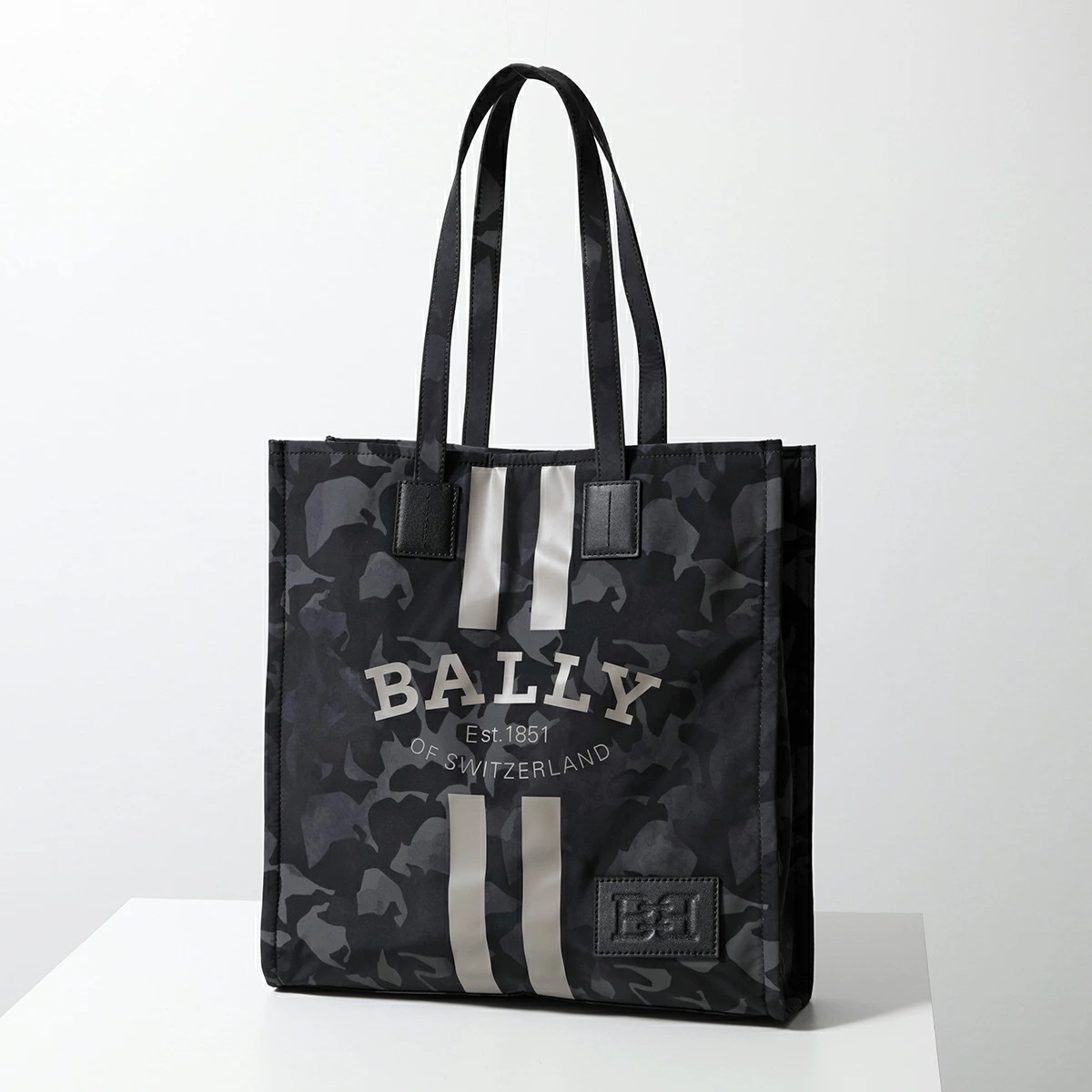 BALLY バリー トートバッグ CRYSTALIA.CAM クリスタリア メンズ ナイロン カモフラージュ 迷彩柄 ロゴ レザーパッチ 総柄 鞄 I907R/MULTIBLACK+RUT