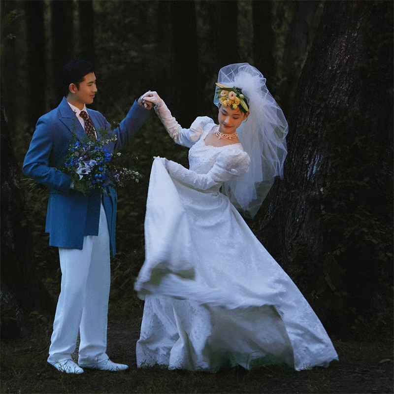 ウェディングドレス 白 パーティードレス 長袖 花嫁ロングドレス 結婚式 二次会 エレガント お呼ばれ 挙式 簡約 姫系発表会 コンサート 韓国ファッショ 13,679円