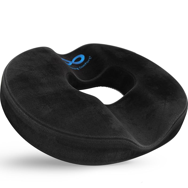 Everlasting Comfort 丸型シートクッション - 人間工学に基づいたドーナツクッション 2 in 1 丸型シートクッション快適な座り心地のメモリーフォーム付き