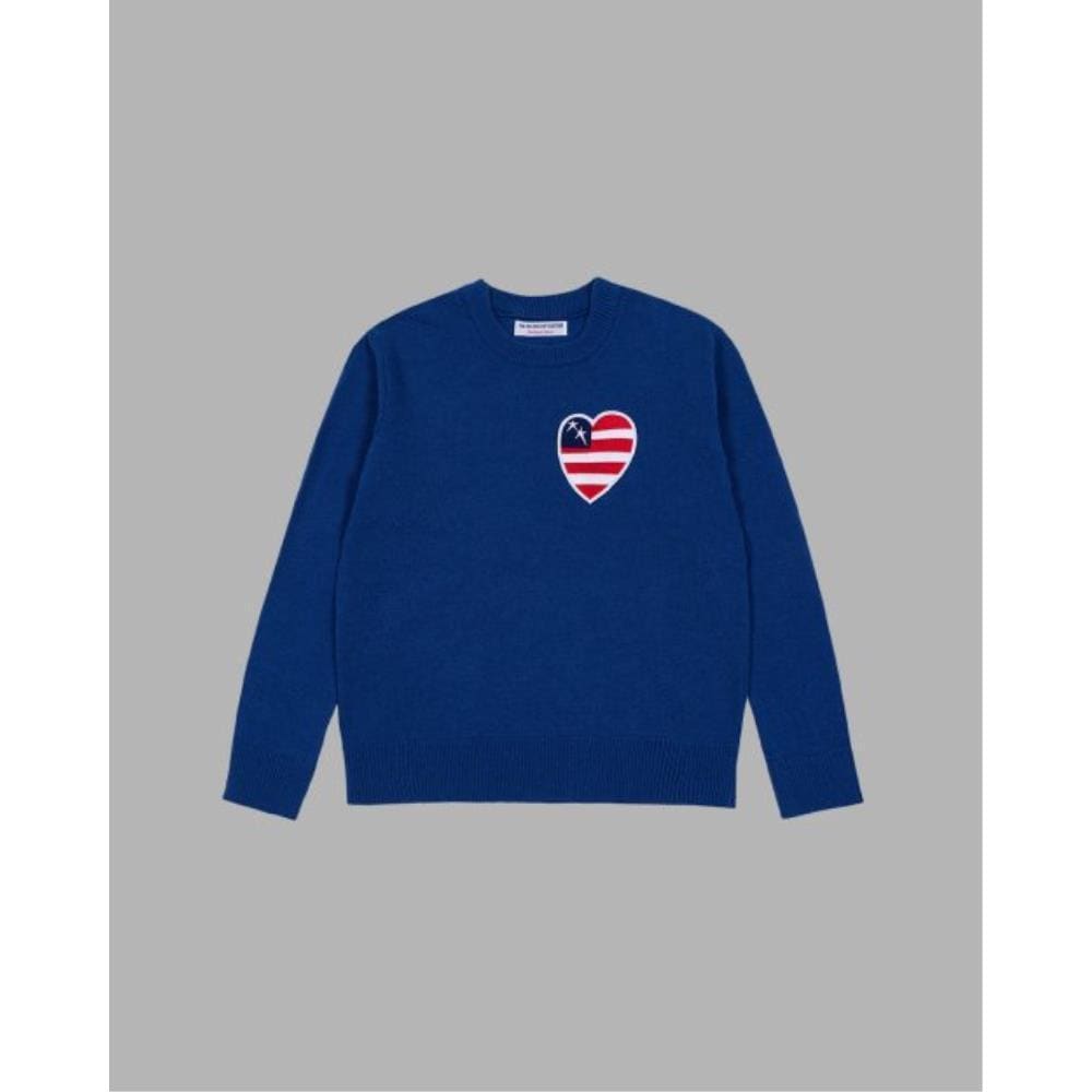 THE MUSEUM VISITOR US HEART PATCH STITCHED KNIT NAVY 102