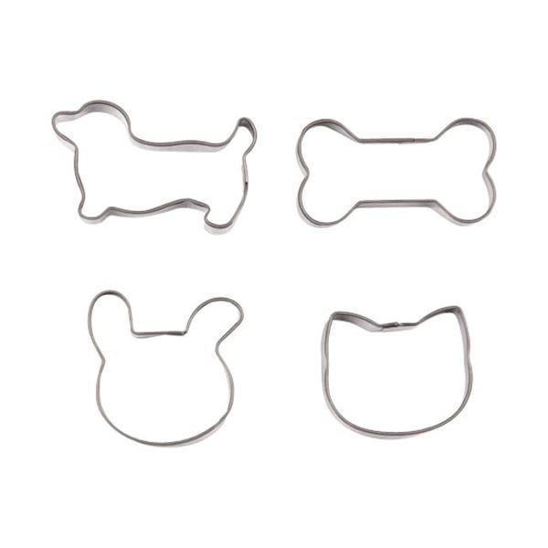 [5セット] パール金属 ラフィネ ステンレス製クッキー抜き型4個セット ドック/ボーン/うさぎ/ねこ D-6151X5