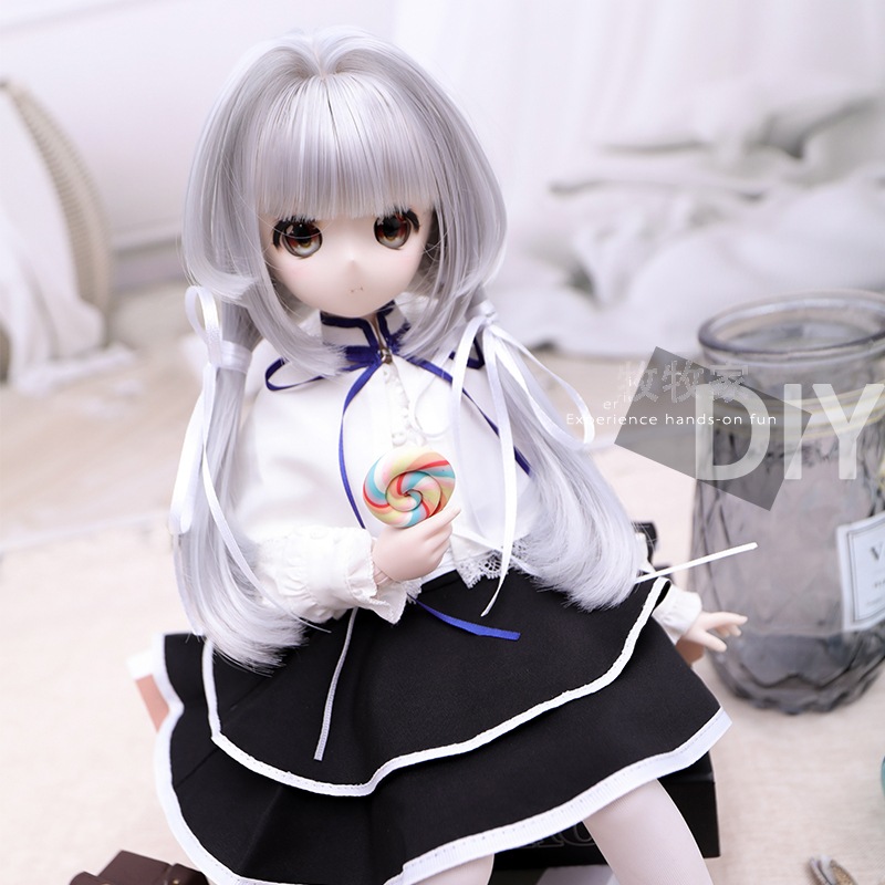 BJD人形用ウィッグ アレンジ ツインテール 可愛い パッツン前髪 SD/MSD/幼SDドール用