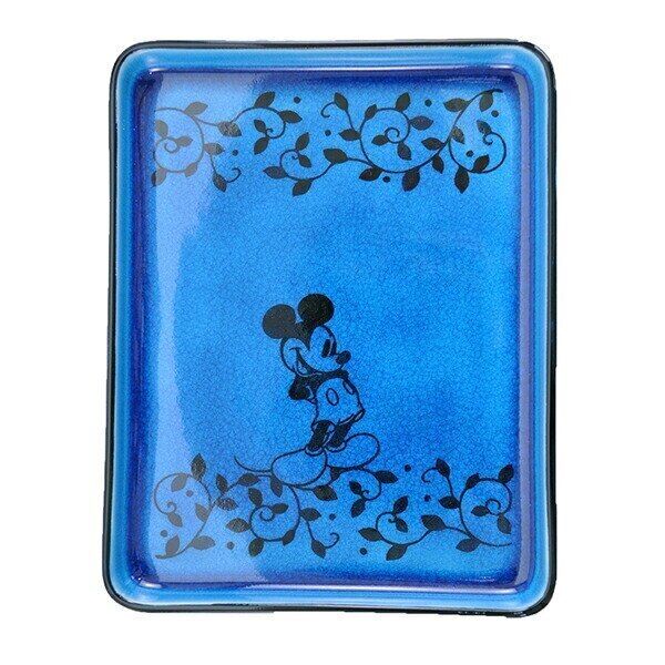 幸兵衛窯 ペルシャンブルー 長角皿 ミッキー 立ち姿 おどろき 木箱入り 食器 プレゼント 日本製