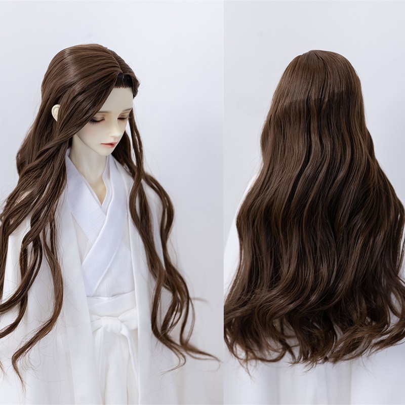 BJDドール用ウィッグ アレンジ ロングパーマ SDサイズ人形用 頭囲22-24cm ブラウン