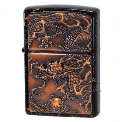 ZIPPO ライズメタル 赤龍 金乱糸 黒