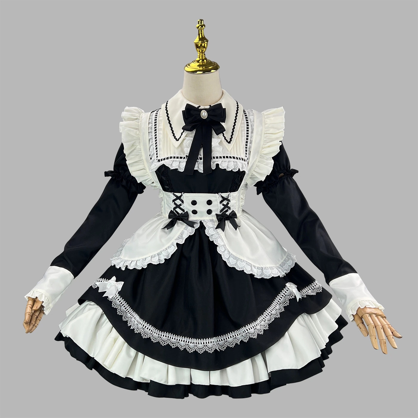 新入荷 フルスコアメイド COS コスチューム メイド衣装 袖取り外し可能 ロリータ パフォーマンス衣装 ネットセレブ 生放送衣装
