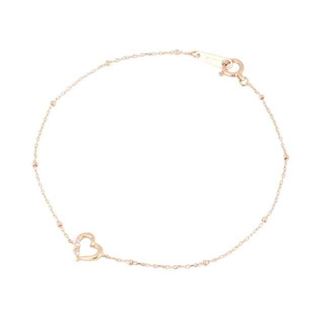 リボン済＆紙袋 4c ブレスレット レディース ハートモチーフ ジュエリー アクセサリー トパーズ K10ピンクゴールド 祝い 喜ばれるギフト