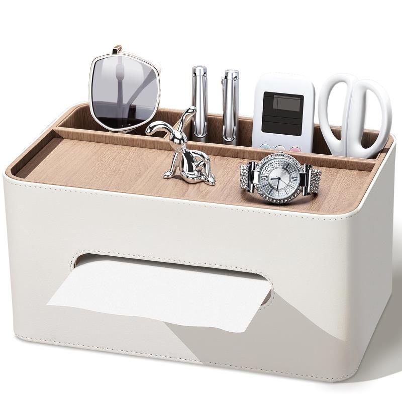 KINGFOM ティッシュケース 高級PUレザー製 ティッシュボックス 卓上収納ケース リモコン収納ボックス多機能収納ケース デスクトップ収納 小物収納 ペン立て 北欧風デザインおしゃれで実用的な卓上 4,973円