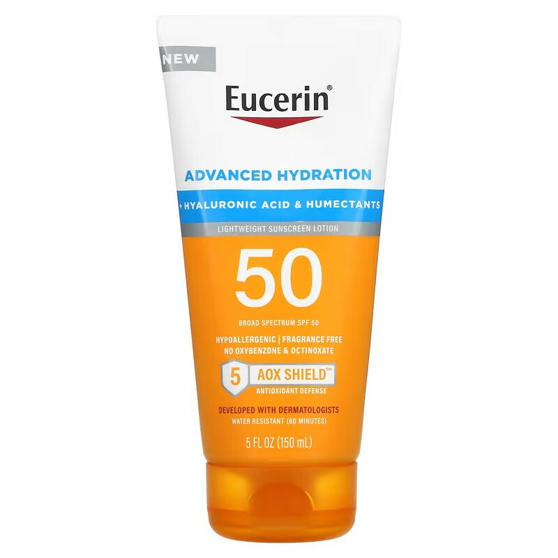 Eucerin　アドバンスド ハイドレーションライトウェイト サンスクリーン ローションSPF 50無香料5 fl oz (150 ml)